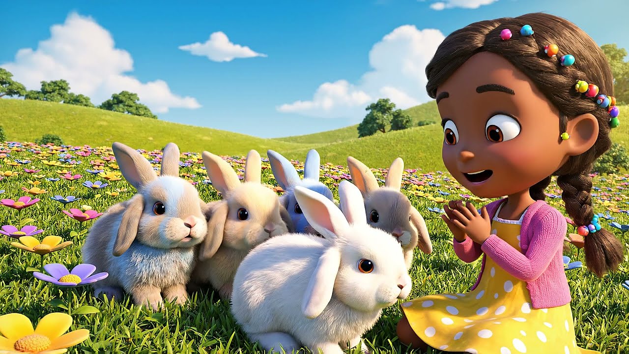 Пять маленьких кроликов прыгают, прыгают, прыгают | Детские песенки для детей и малышей