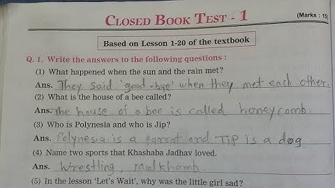 3rd standard english workbook Closed Book Test -1 #3rdstandard #englishmedium