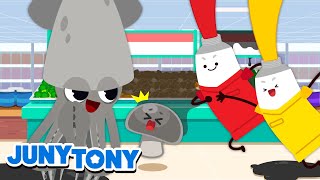 🦑 ¡El Calamar Travieso Convirtió Todo en Gris! 😱 Canciones Infantiles | JunyTony en español
