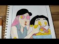 Rumi &amp; Zoey: Popcorn Fun! 🍿#art #kpop #sketch #coloring 