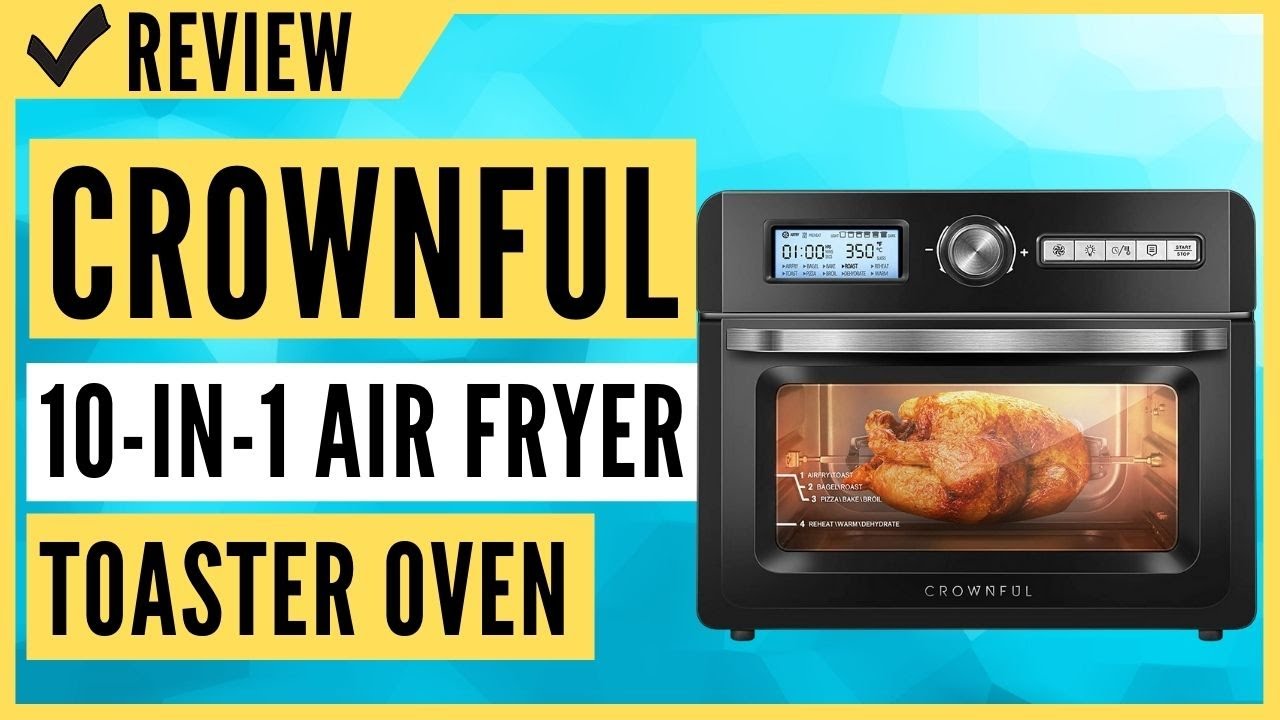 Crownful 19 Quart Air Fryer Toaster Oven Convection Roaster With Rotisserie & 8 for sale online