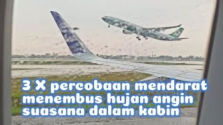 cuaca buruk bandara soekarnohatta pesawat gagal mendarat 3 kali