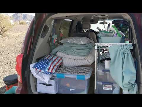 Setting Up at Scaddan Wash in Quartzsite, AZ | Minivan Camper Conversion |