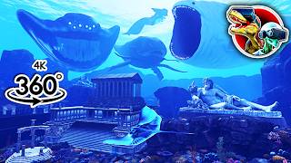 360 Whale, El Gran Maja,Bloop, Leviathan And Ningen Sea Monster In Castle 360 Video 4K