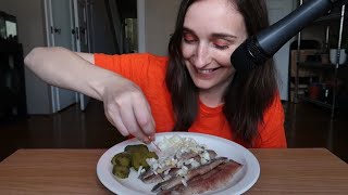 ASMR FoodZzZz Dutch Herring and English Whispering