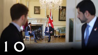 PM Boris Johnson meets meets Amir of Qatar Tamim bin Hamad Al Thani at 10 Downing Street