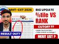 MHTCET 2026 Result Analysis | Percentile vs Rank Calculation? Cutoff Increase? MHT CET CAP ROUND