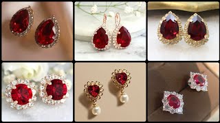 Super Gorgeous Wine Red Rosane Ruby Minimalist Studs Earrings Designs