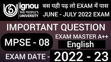 mpse 008 important questions | mpse 008 important questions in English | mpse 008 questions paper