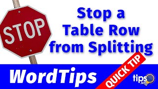 Stop a Table Row from Splitting Over Two Pages