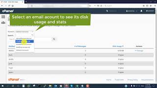 how to check email disk usage in cpanel