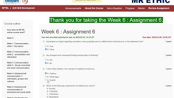 Soft Skill Development Assignment Week 6 Answers | NPTEL Soft Skill Development Assignment Week 6