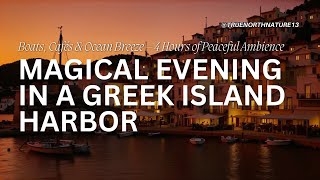 🌅 Sunset at a Greek Island Port – 4 Hours of Relaxing Ambience with Boats, Cafés & Ocean Sounds