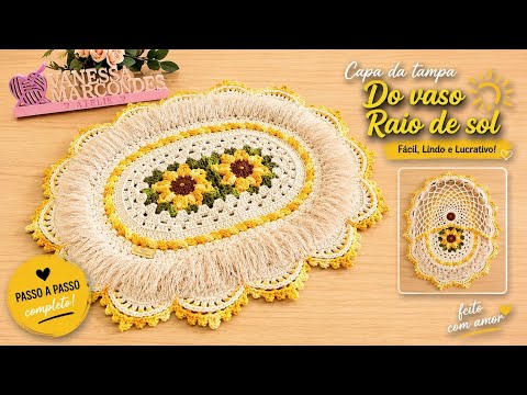Crochet Sunshine Toilet Lid Cover. Oval Version. By Vanessa Marcondes ✨