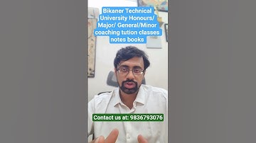 Bikaner Technical University honours/ major/general/minor coaching tution classes notes books