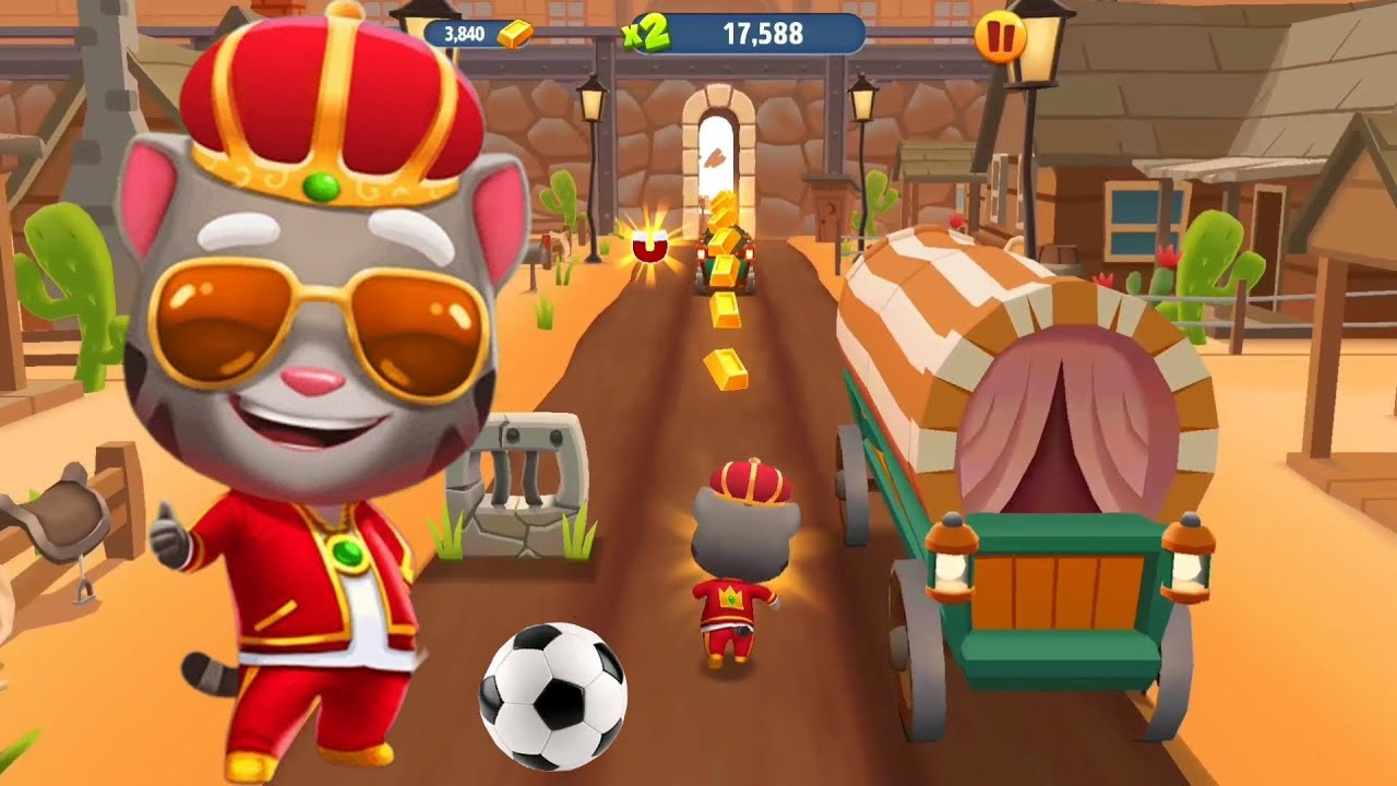 Talking Tom Gold Run Soccer In The Wild West - King Tom - Full Screen Gameplay Walkthrough