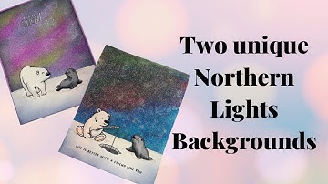Twee unieke noorderlichtachtergronden met poolvrienden van Pajama Crafter-stempels