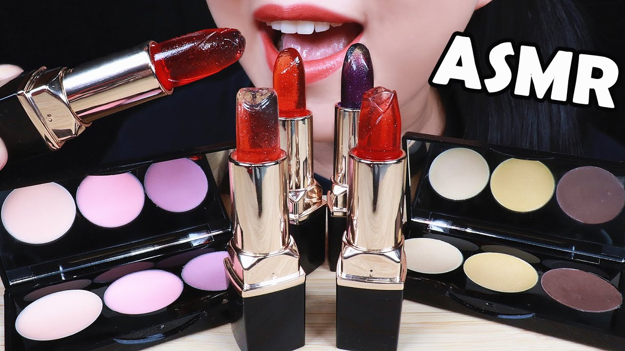 ASMR EATING SOUNDS EDIBLE MAKEUP (FAKE) LIPSTICKS + EYESHADOWS PRANK