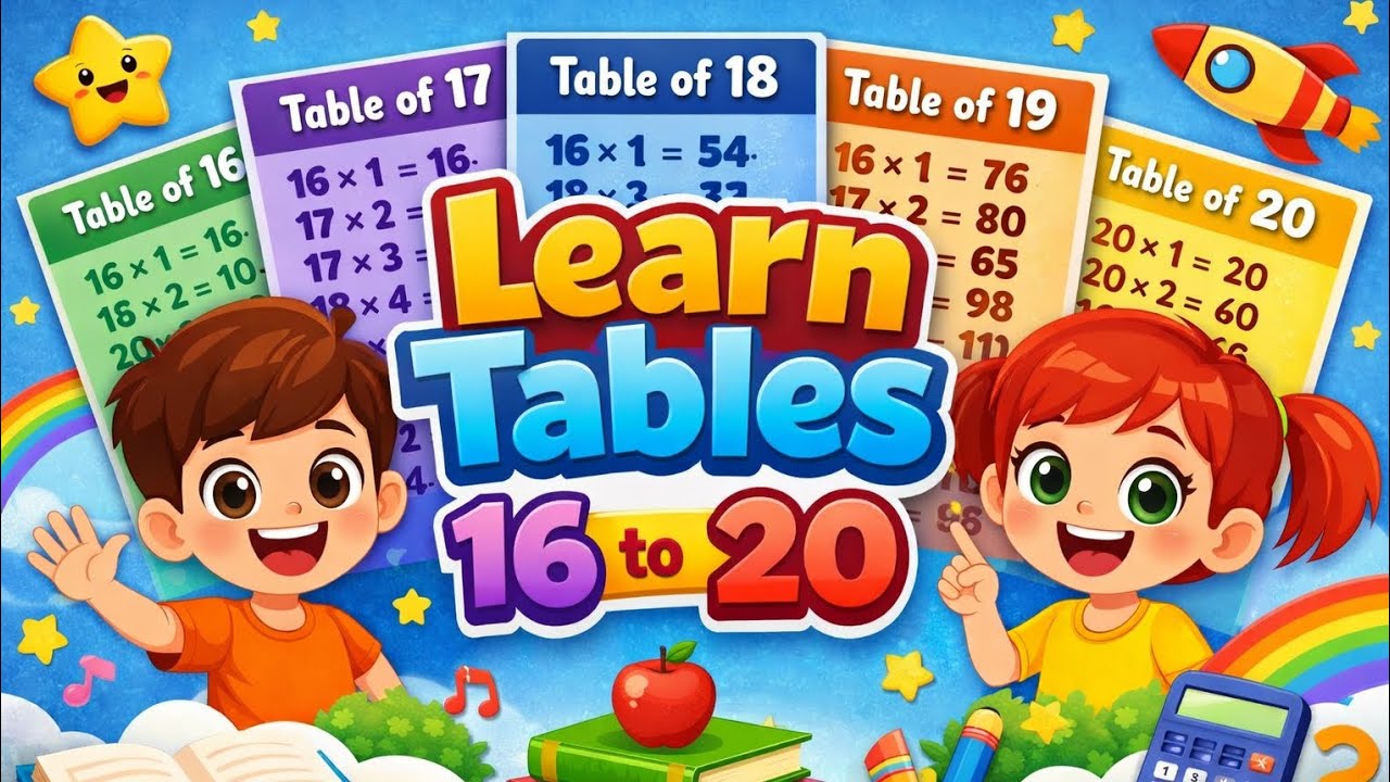 Learn Tables of 16 to 20 | Multiplication Tables for Kids | Easy & Fun ...
