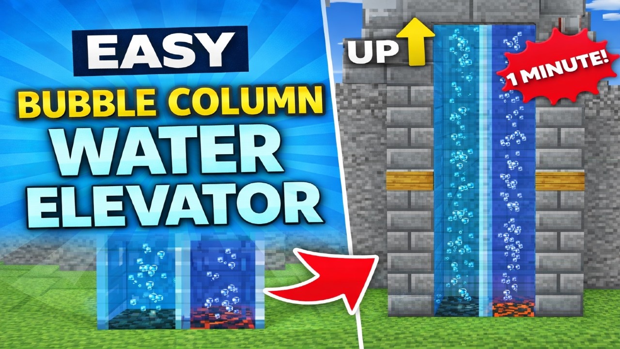 Bubble Column Water Elevator Minecraft Tutorial - YouTube