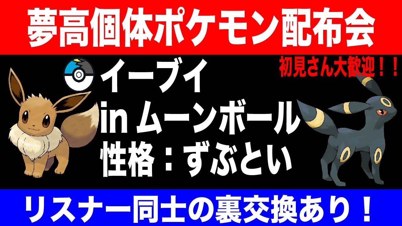 ポケモン交換会 理想個体あり ムンボイ入り夢高個体イーブイお渡し会 初見さん大歓迎です ダイパリメイク sp Youtube ポケモン交換会 理想個体あり ムンボイ入り夢高個体イーブイお渡し会 初見さん大歓迎です ダイパリメイク sp Youtube