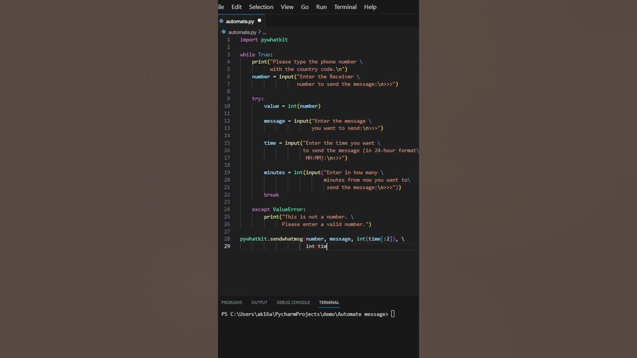 Automatic WhatsApp message sender | pywhatkit python | Automate ...