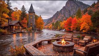 The Riverside Cabin Welcomes Golden Autumn 🍁 Cozy Piano Music & Relaxing Nature Sounds