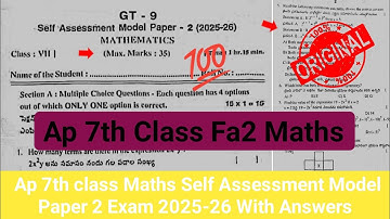 💯Ap 7th maths self assessment 2 question paper 2025 with answers|ap 7th maths Fa-2 answer key 2025