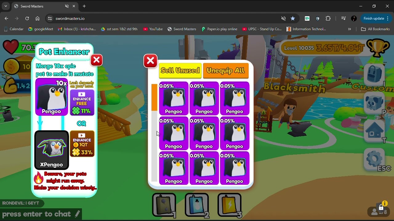 Sword Masters.io day 8 pet enecher