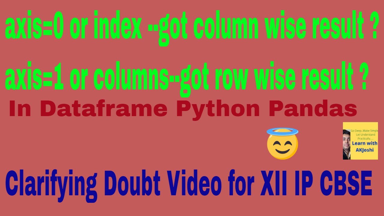 Axis=0 Or Axis=1 In Max(), Min() Etc  In Dataframe Python Pandas | Row Wise Or Column Wise ? Xii Ip