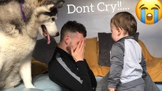 Husky V Baby Reaction to Dad Crying Prank!!.. [CUTEST THING EVER]