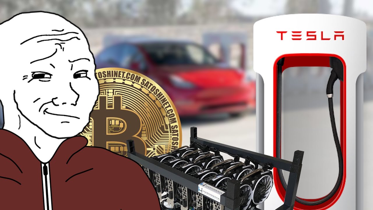 ⁣Wojak started mining Bitcoin on a Tesla