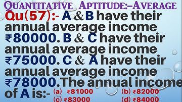 Q57 | A and B have their annual average income ₹80000. B and C have their annual average income