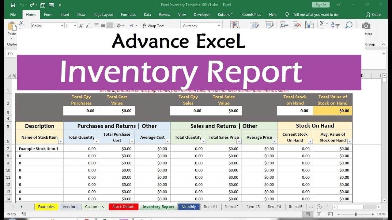 inventory management excel formulas With Stock Report Template Excel