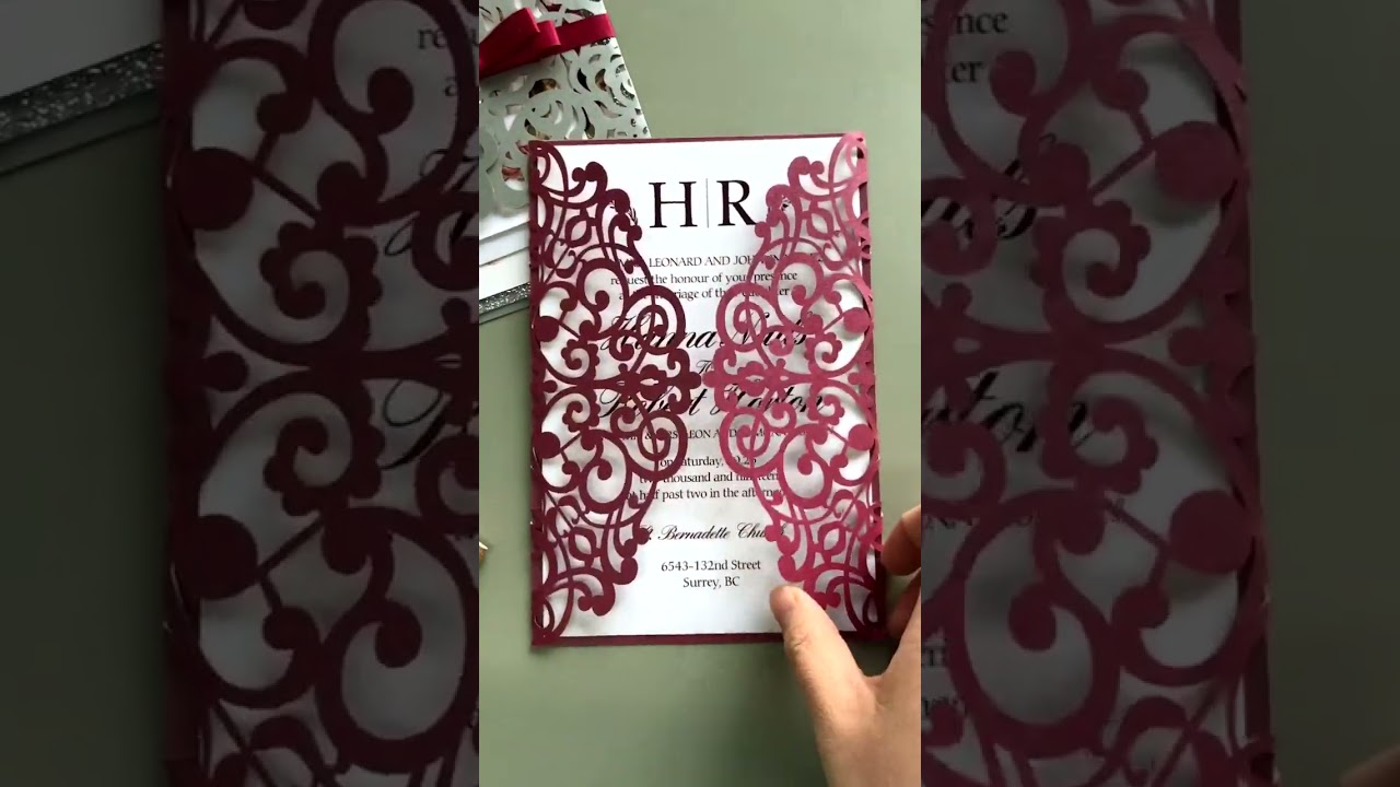 elegant burgundy and rose gold wedding invitations 