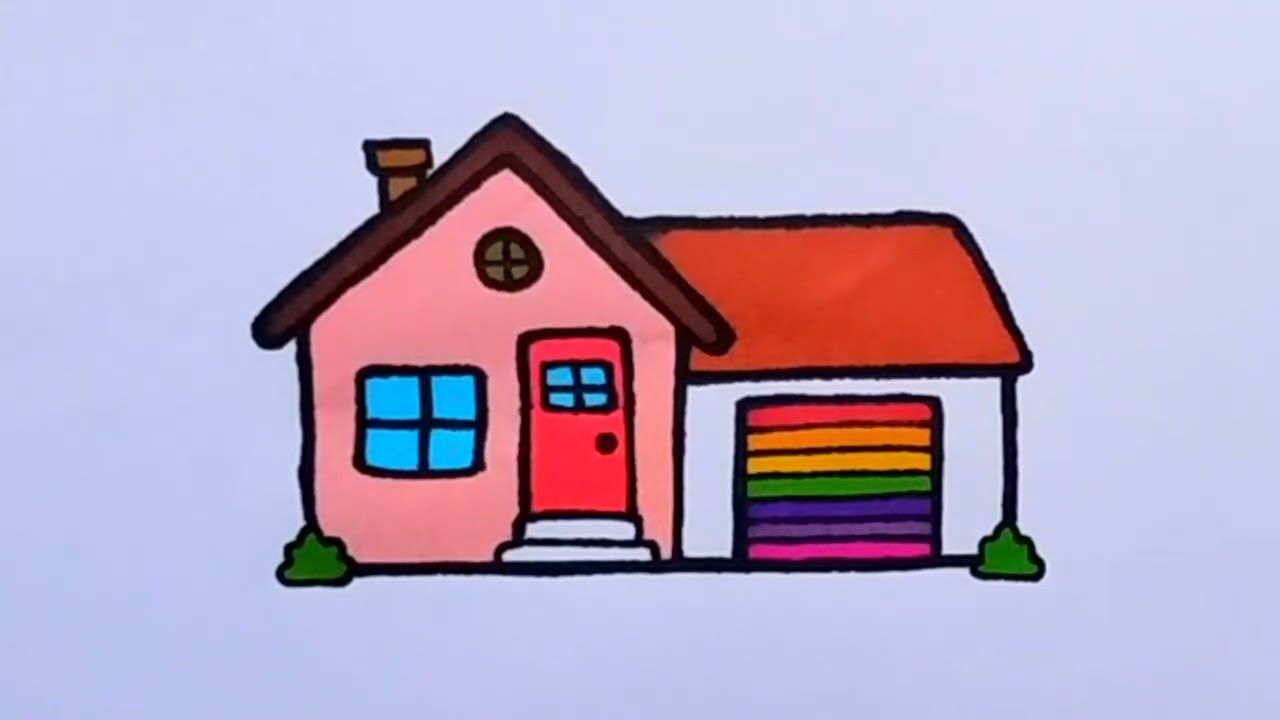 How to draw a House Rainbow  Drawing House step by step easy