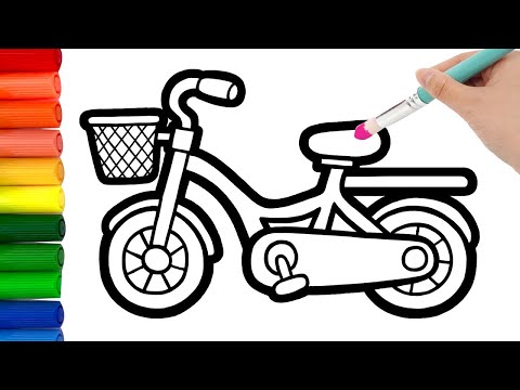 Bolalar uchun velosiped va rangli kamalakni qanday chizish mumkin .How to draw bicycle and color