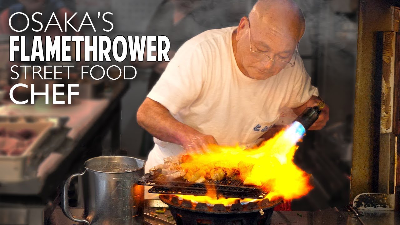 ⁣Osaka's Flamethrower Street Food Chef ★ ONLY in JAPAN