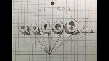 How to draw a letter "Q" in one point perspective. Part 1