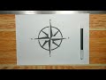 How to draw easy compass rose step by step