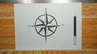 How to draw EASY COMPASS ROSE step by step