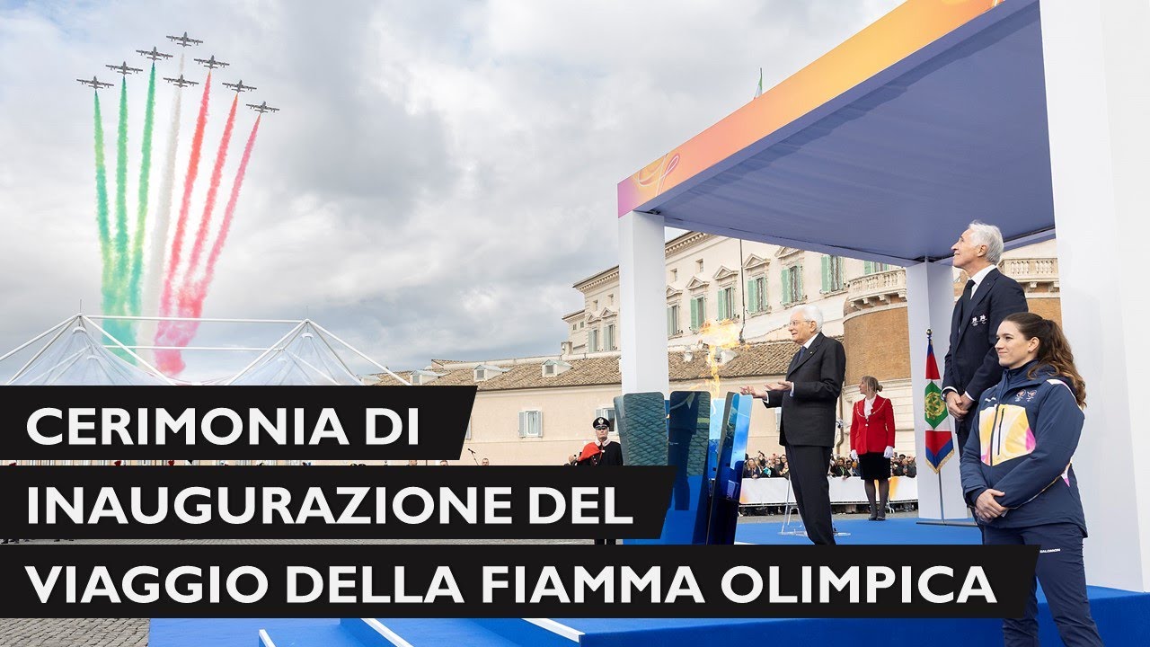 Mattarella alla cerimonia di inaugurazione del viaggio della Fiamma Olimpica