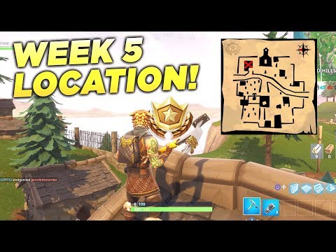 "Follow the treasure map found in Snobby Shores" Fortnite Location Week 5 Season 5 Battle Star!