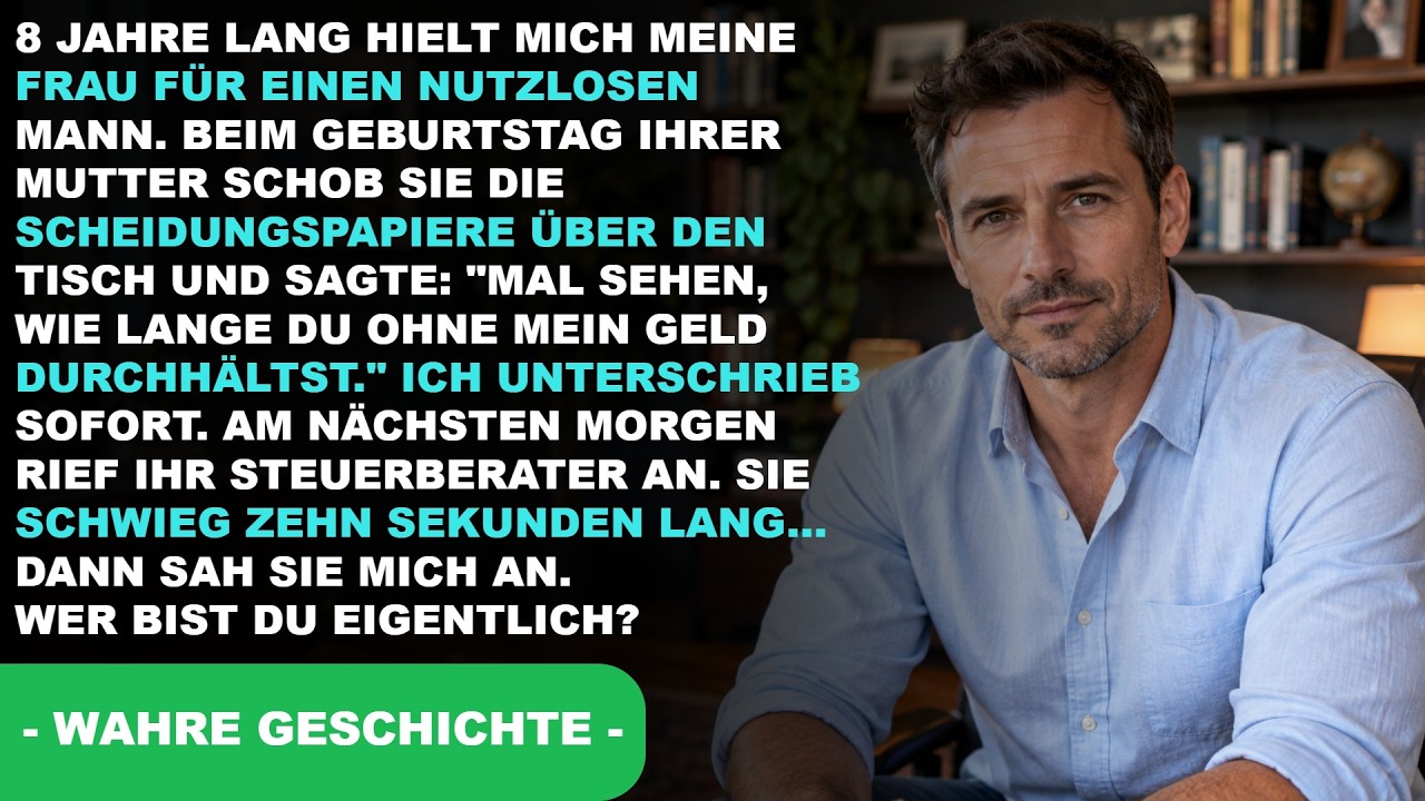 Ich saß am Geburtstagstisch ihrer Mutter, als meine Frau in ihre Handtasche griff und einen Stapel Papiere herauszog – jede Seite bereits unterschrieben. Sie schob sie über das weiße Tischtuch zu...