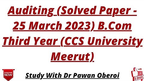 Auditing (Solved Paper - 25 March 2023) B.Com Third Year (CCS University Meerut)