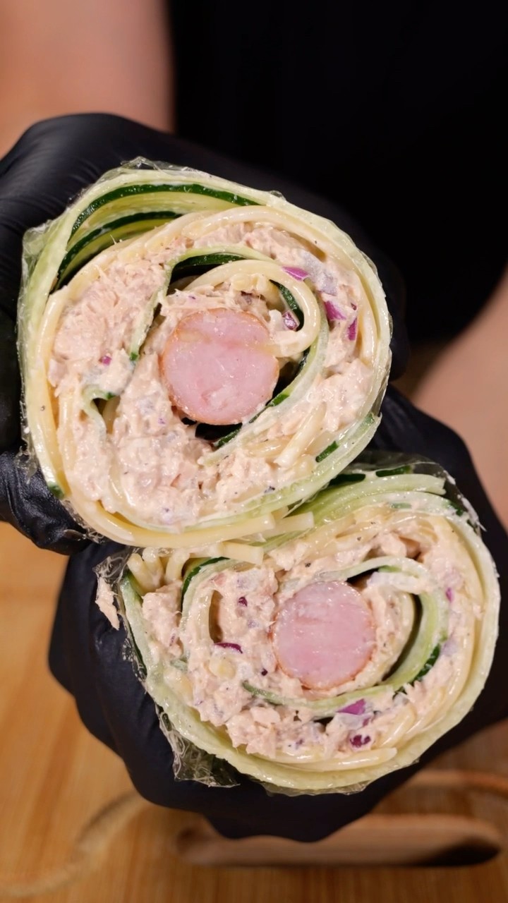 Cucumber Wrapped Spaghetti Sausage ?