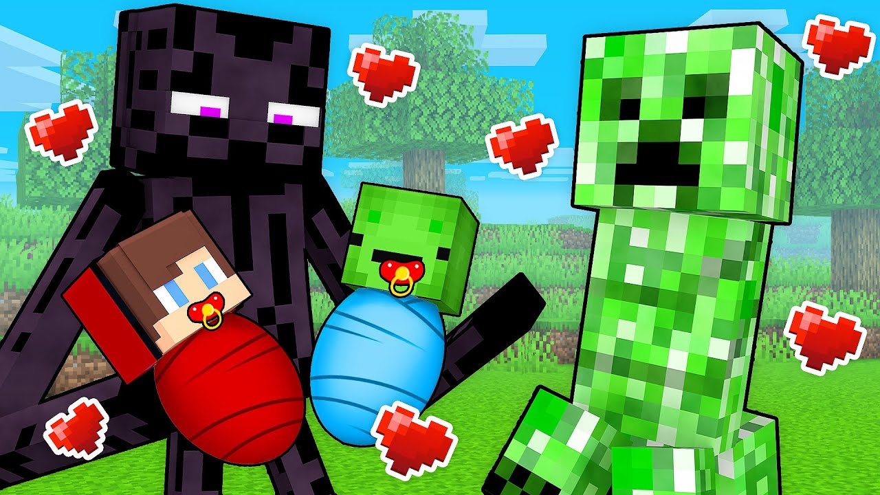 JJ and Mikey Were Adopted By MOBS in Minecraft! - Maizen