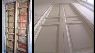 ПОЛНОЕ ВИДЕО Реставрация и ремонт старых  деревянных межкомнатных дверей 1909 год. ПВА опилки мел.