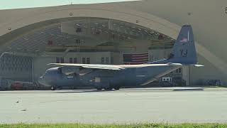 Christmas drop operation A US Air Force C-130J Super Hercules takes off for airdrop training