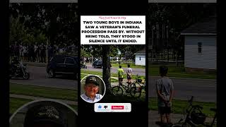 Two young boys stood in silent respect during a veteran's funeral procession 🇺🇸🥺 #Shorts #fyp